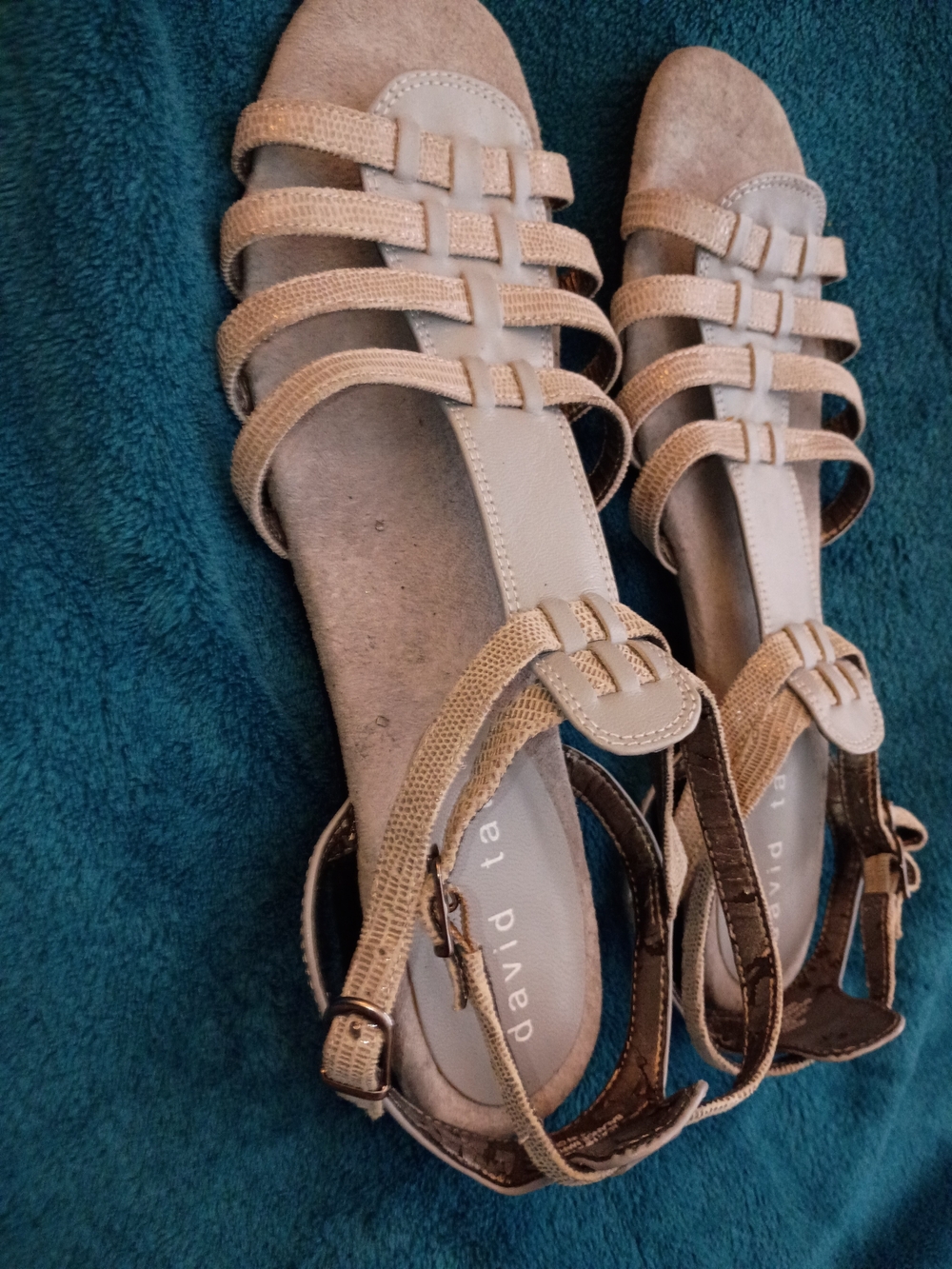 David Tate Neutral Gray Multi-Strap Women's Sandals